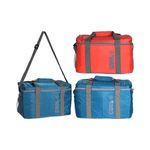 Lonchera de poliéster 16 litros Ribstop colores varios, tres unidades en color rojo y azul con asas y correa