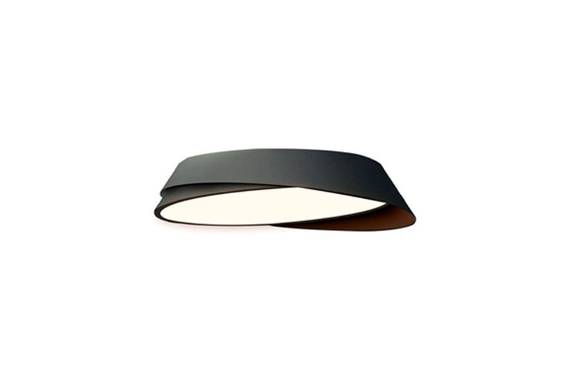 Luminaria plafón LED laquearia negro 54 W 2950 lm 30000 h 100-240 V Tecnolite, vista lateral inferior con luz encendida