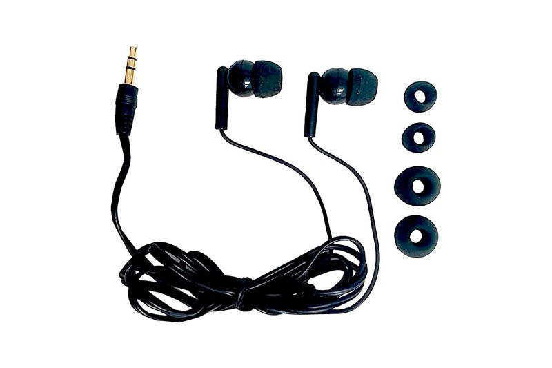 Audífonos inalámbricos Bluetooth de gancho negro GetPower, con cable, conector dorado y gomas de repuesto