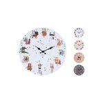 Reloj de pared 33 cm Koopman, modelo blanco con ilustraciones de animales y variedad de diseños a la derecha