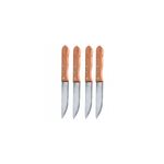 Set de cuchillos 4 piezas Koopman, cuatro cuchillos con mangos de madera y hojas de acero dispuestos verticalmente