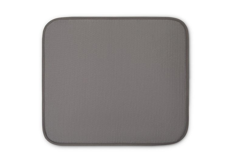 Alfombra de microfibra para escurrir platos lavanda/gris Sttelli, vista cenital del lado gris liso