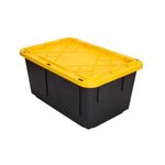 Caja organizadora negro/amarillo 27 gal GreenMade, vista diagonal con tapa amarilla y cuerpo negro
