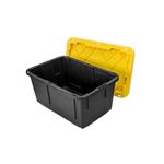 Caja organizadora negro/amarillo 27 gal GreenMade, vista abierta con el contenedor negro y la tapa amarilla detrás