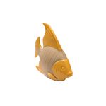 Figura decorativa forma pez 17.5x13 cm cerámica mostaza Concepts, vista en ángulo desde arriba resaltando la aleta dorsal
