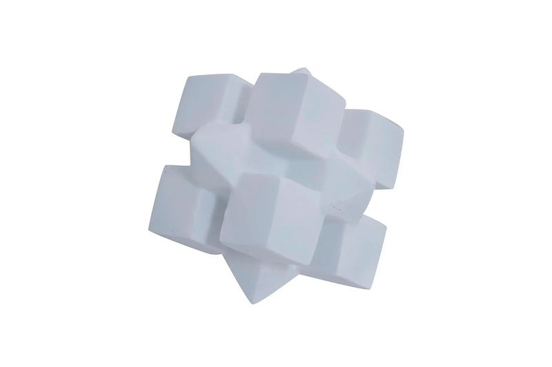 Adorno decorativo 19.5 x 19.5 x 19.5 cm blanco Concepts, pieza geométrica compuesta por cubos entrelazados
