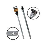 Extensión para ratchet flexible Ingco de 1/2 y 15 pulgadas, dos vistas del producto con acercamientos a sus extremos