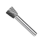 Lima rotativa de tungsteno para mototool cónica invertida de 6 mm Ingco, vista lateral del vástago y cabeza ranurada