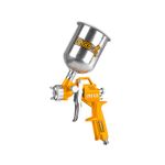 Pistola para pintar 43.5-58 PSI 4.2-7.1 CFM Ingco, cuerpo amarillo con depósito metálico superior