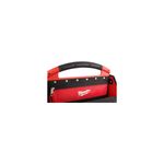 Bolso portaherramientas 15 pulgadas Milwaukee, detalle del asa ergonómica negra y bolsillo frontal con cierre