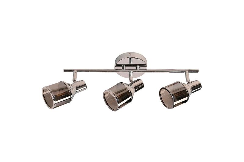 Lámpara de techo reflectora cromo 3L E14 40W Sinsa, vista frontal de los tres focos orientados hacia adelante