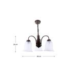 Lámpara de techo chocolate 3L E27 60W Sinsa, con dimensiones indicadas de 26 cm de alto y 48 cm de ancho