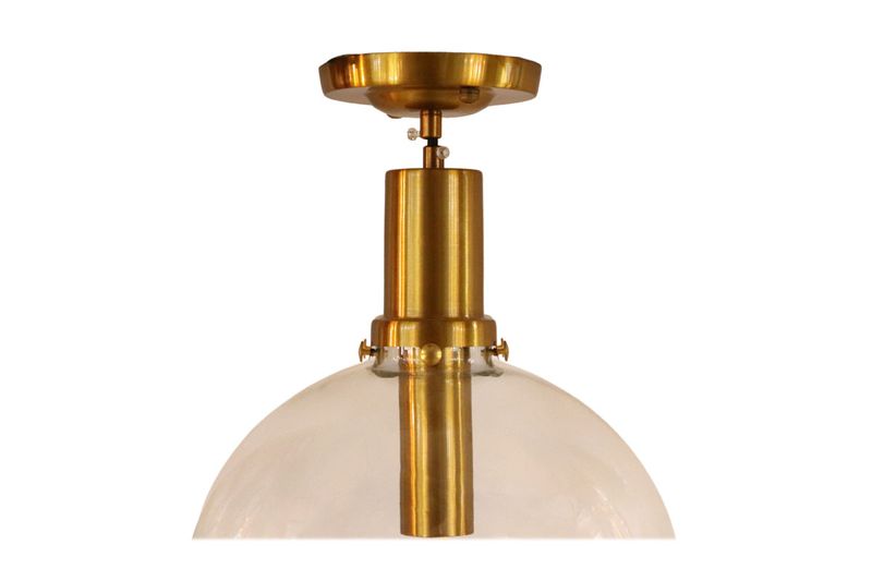 Lámpara de techo bronce dorado 1L E27 60W Ikelite, detalle del soporte metálico y la base de anclaje al techo