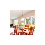 Lámpara colgante bronce antiguo 1L E27 60W Sinsa, instalada sobre una mesa de comedor de vidrio con sillas de madera