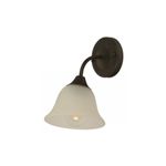 Lámpara de pared chocolate 1 luz E27 40W Ikelite, detalle lateral con pantalla de vidrio blanco opaco y base circular