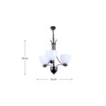 Lámpara colgante negro cepillado 3L E27 60W Sinsa, vista frontal con dimensiones de 59 cm de alto y 53 cm de ancho
