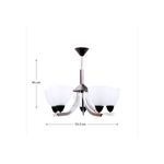 Lámpara colgante níquel satinado 5L E27 60W Sinsa, gráfico con dimensiones de 45 cm de alto y 53.5 cm de ancho