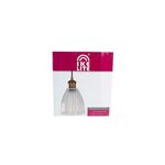 Lámpara colgante negro 1 luz E27 60 W Ikelite, presentada en su empaque blanco y magenta con ventana transparente