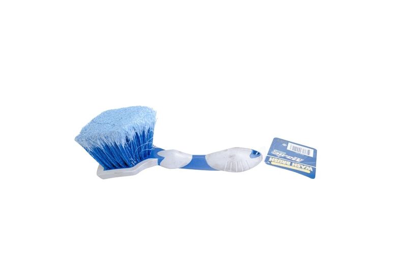 Cepillo azul para interiores de auto de 10 pulgadas Majic, vista lateral completa con etiqueta azul en el mango