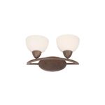 Lámpara pared Eliott chocolate 2 luz E27 60 W Ikelite, vista frontal con pantallas de vidrio blanco opalino