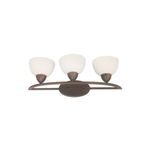 Lámpara de pared Eliott chocolate 3 luz E27 60 W Ikelite, vista frontal con tres pantallas de vidrio blanco opaco
