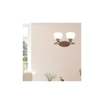 Lámpara pared Eliott chocolate 2 luz E27 60W Ikelite, instalada en pared blanca y encendida con globos opacos