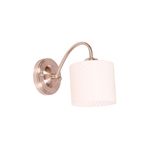 Lámpara pared Elegance níquel satinado 1 luz E27 60W Ikelite, vista lateral con pantalla blanca de textura rizada
