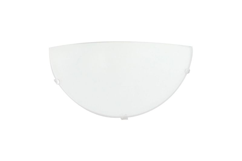 Lámpara semiplafón pared blanco 1 luz E27 60W Ikelite, vista frontal del difusor blanco en forma de semicírculo