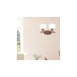 Lámpara pared Eliott chocolate 2 luz E27 60W Ikelite, instalada en pared blanca y encendida con pantallas blancas