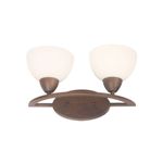 Lámpara pared Eliott chocolate 2 luz E27 60 W Ikelite, vista frontal con pantallas de vidrio blanco opaco