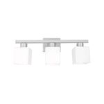 Lámpara pared Fariza níquel satinado 3 luz E27 60W Ikelite, frente de la base metálica y tres pantallas de vidrio blanco