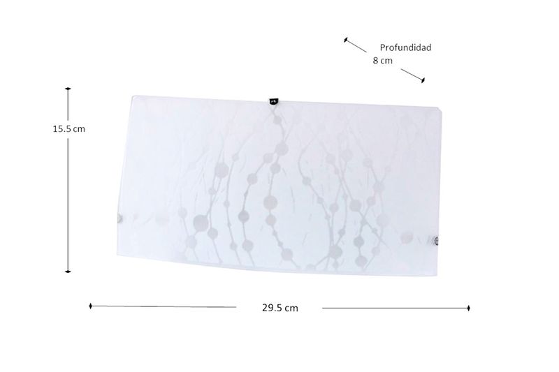 Lámpara plafón pared níquel satinado 1 luz E27 60 W Ikelite, gráfico con dimensiones de 29.5 cm, 15.5 cm y 8 cm