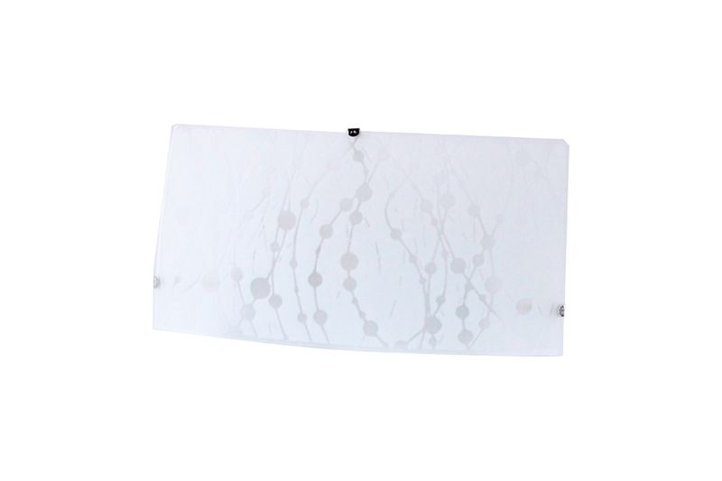 Lámpara plafón pared níquel satinado 1 luz E27 60 W Ikelite, detalle frontal de la pantalla de vidrio blanco esmerilado