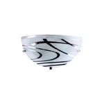 Lámpara semiplafón pared blanco 1 luz E27 60W Ikelite, vista frontal de la pantalla con diseños lineales negros