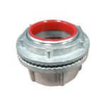 Conector IMC 1 1/2 Topaz, vista superior en ángulo que muestra el anillo interno de color rojo