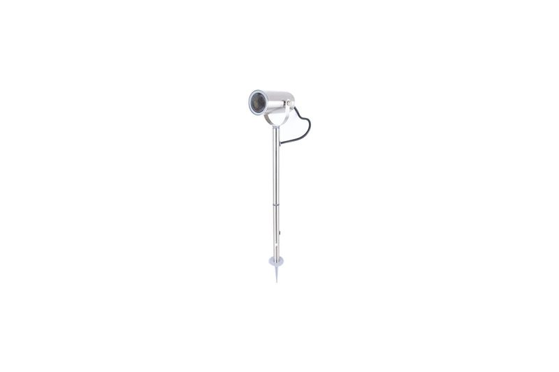 Lámpara de estaca acero inoxidable 1 l 5 W 350 lum 3000 K GU10 25 largo IP44 Riga 1 Eglo, vista lateral completa del equipo
