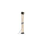 Lámpara de pie negro/madera E27 23 cm largo IP20 Hornwood Eglo, vista frontal completa con base y cable negro
