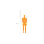 Riel para luminaria blanco 2 metros Tecnolite, gráfico comparativo de tamaño junto a la silueta de una persona
