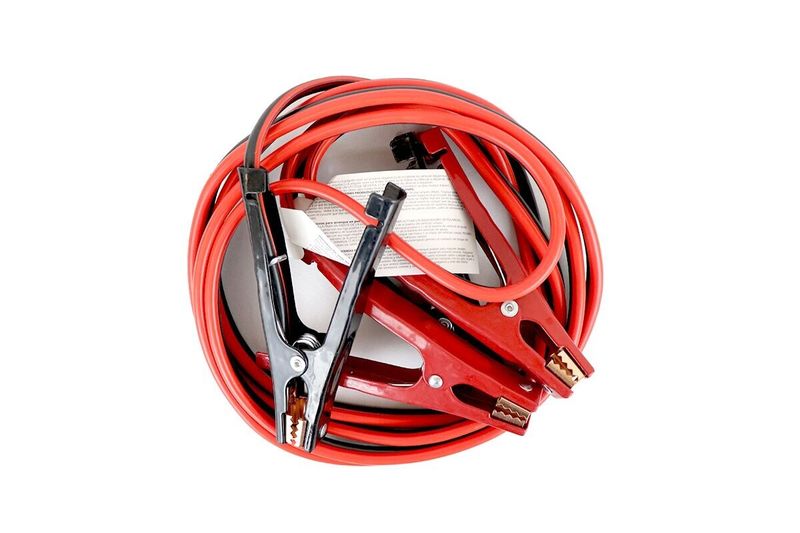 Cable de remolque para auto 200 A calibre 8 Sinsa, cables rojos y negros enrollados con pinzas y manual de instrucciones
