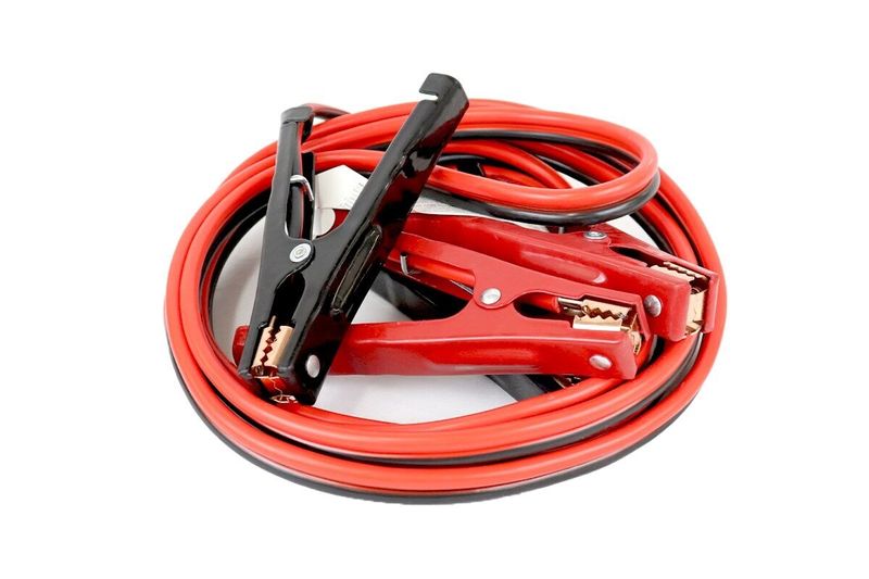 Cable de remolque para auto 200 A calibre 8 Sinsa, cables rojos y negros enrollados con pinzas de sujeción