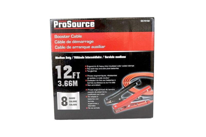 Cable de remolque para auto 200 A calibre 8 Sinsa, empaque de cartón con detalles técnicos y foto del producto