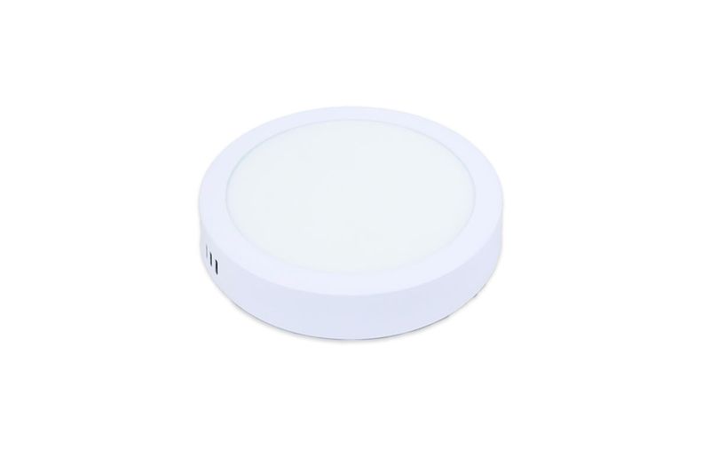Luminaria sobreponer LED 7 pulgadas 12 W 600 lum 6500 K redonda Ilukon, vista en ángulo lateral resaltando su perfil blanco