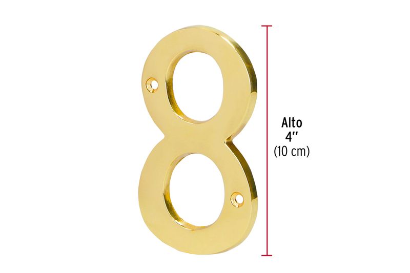 Número 8 dorado de 4 pulgadas Hermex, gráfico con indicador de altura de 4 pulgadas o 10 cm