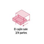 Riel para gaveta apertura 3/4 1 x 37.4 pulgadas 10 kg cierre suave Hermex, gráfico ilustrativo de la apertura del cajón