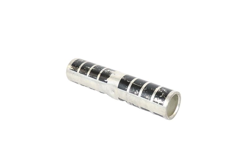 Unión de cobre dos compresión LCT de 750 MCM, vista lateral del conector cilíndrico con marcas negras