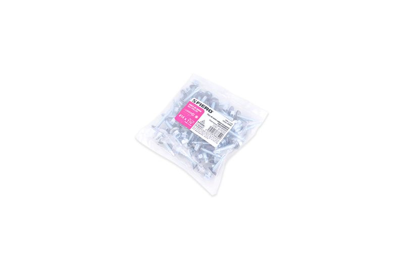Goloso hexagonal con arandela punta broca 1-1/2 pulgadas 50 piezas Fiero, empaque plástico con etiqueta rosa y blanca