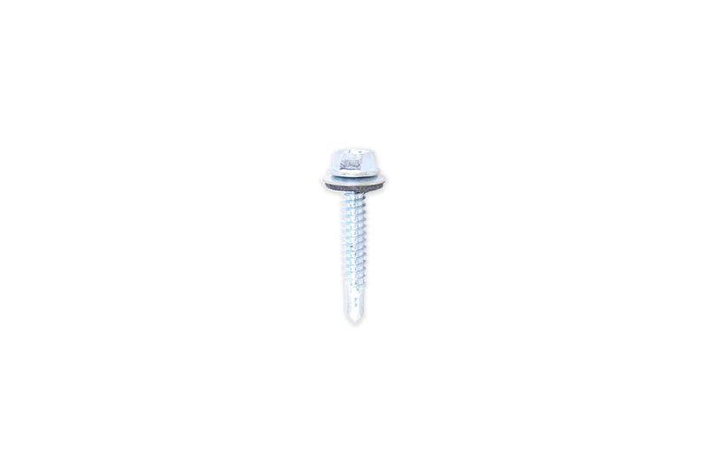 Goloso cabeza hexagonal con arandela punta broca 1-1/2 pulgadas 50 piezas Fiero, vista frontal del tornillo plateado