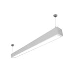 Luminaria LED 517 48 4 3000 lm 25 W 4000 K D6 Sylvania, vista en perspectiva del cuerpo blanco suspendido por cables
