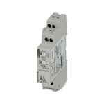 Relé de control 3F 208/480 VAC Phoenix Contact, vista lateral del dispositivo con dial de ajuste y terminales