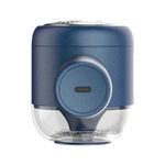 Removedor de pelusas recargable Black+Decker, vista frontal del puerto de carga USB y depósito transparente